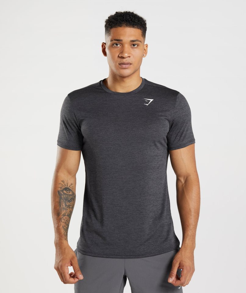 Men\'s Gymshark Arrival Marl T-Shirts Black | CA 60D51N